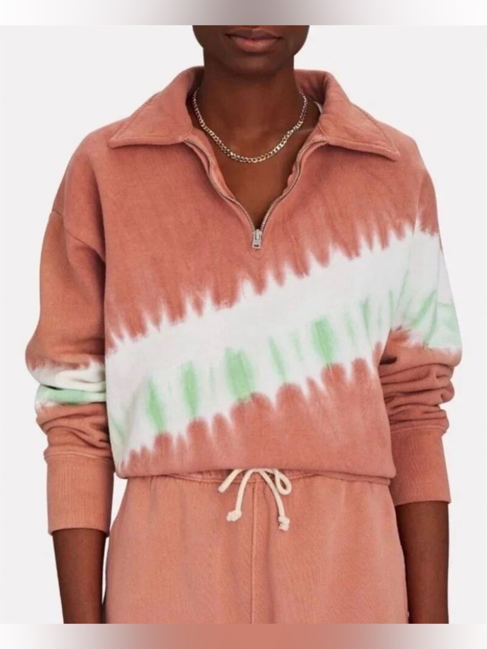 RE/DONE '70s Half Zip Cotton Fleece Sweatshirt